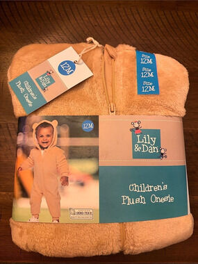 Lily & Dan Children's Plush Onesie Footie Brown Baby 12M